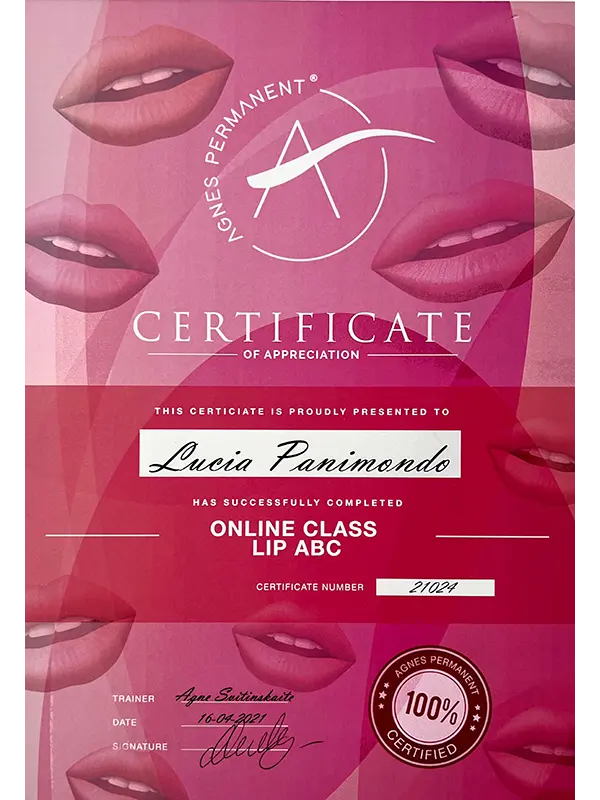Certificato Lip ABC - Lucia Panimondo 2021