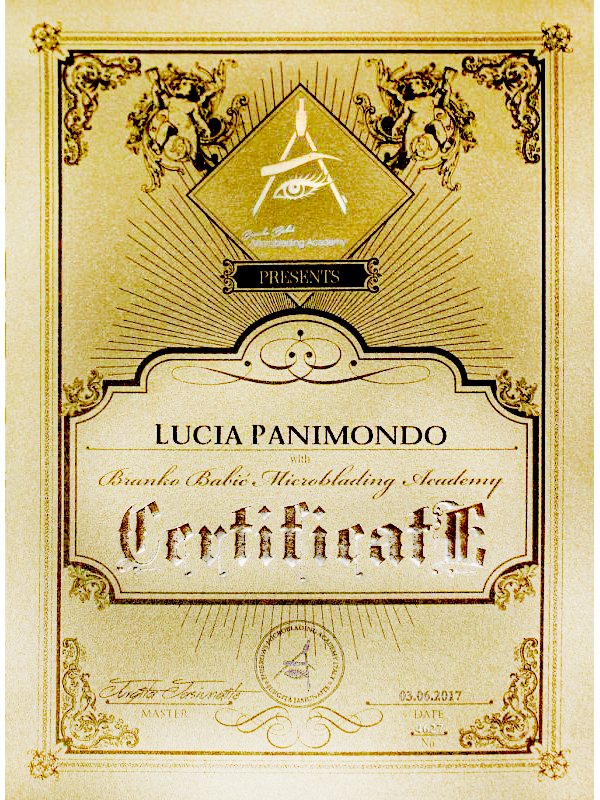 Lucia Panimondo Certificato Microblading Academy