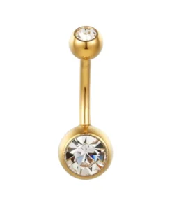 Piercing Banana Ombelico con brillantini titanio